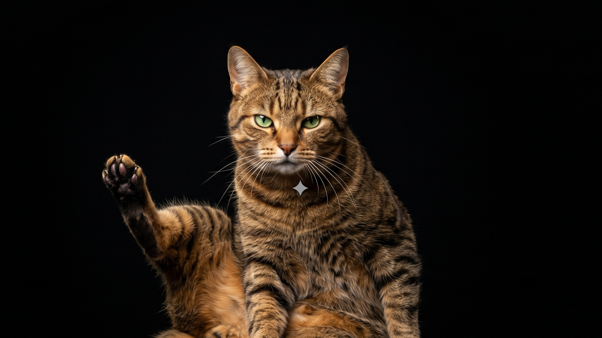 The Cat Constant, wearing a pendant Jee drew for it